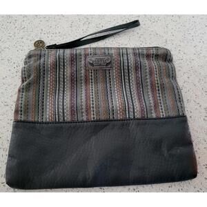 Pistil Brand Zipper Bag Purse Clutch Textile Canvas Faux Leather Western Style